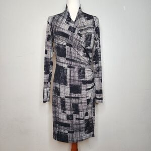 Norma‎ Kamali Kulture Black And White Faux Wrap Dress Size Small